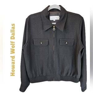 Vintage Howard Wolf Dallas Womens Black Lined Bomber Jacket Sz 8 Sporty Classy
